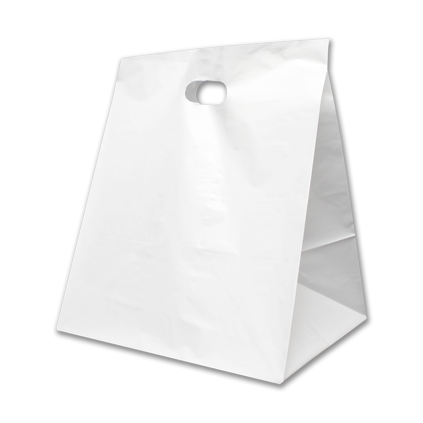 Plastic Food Service Bag Take Out bag with Die Cut Handle PackTrio